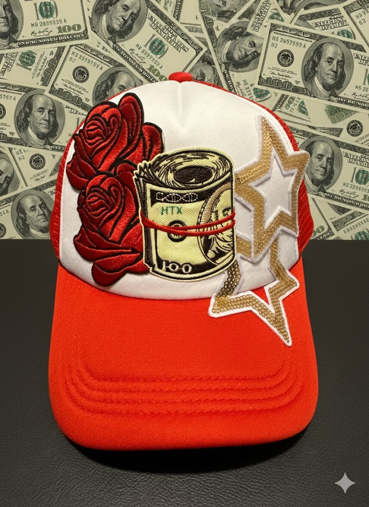 Money with Red Roses and Stars